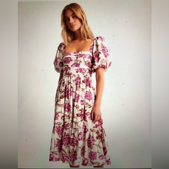 Abercrombie & Fitch Dresses & Skirts - Abercrombie & Fitch NWT Emerson Poplin Puff Sleeve Midi Dress size S